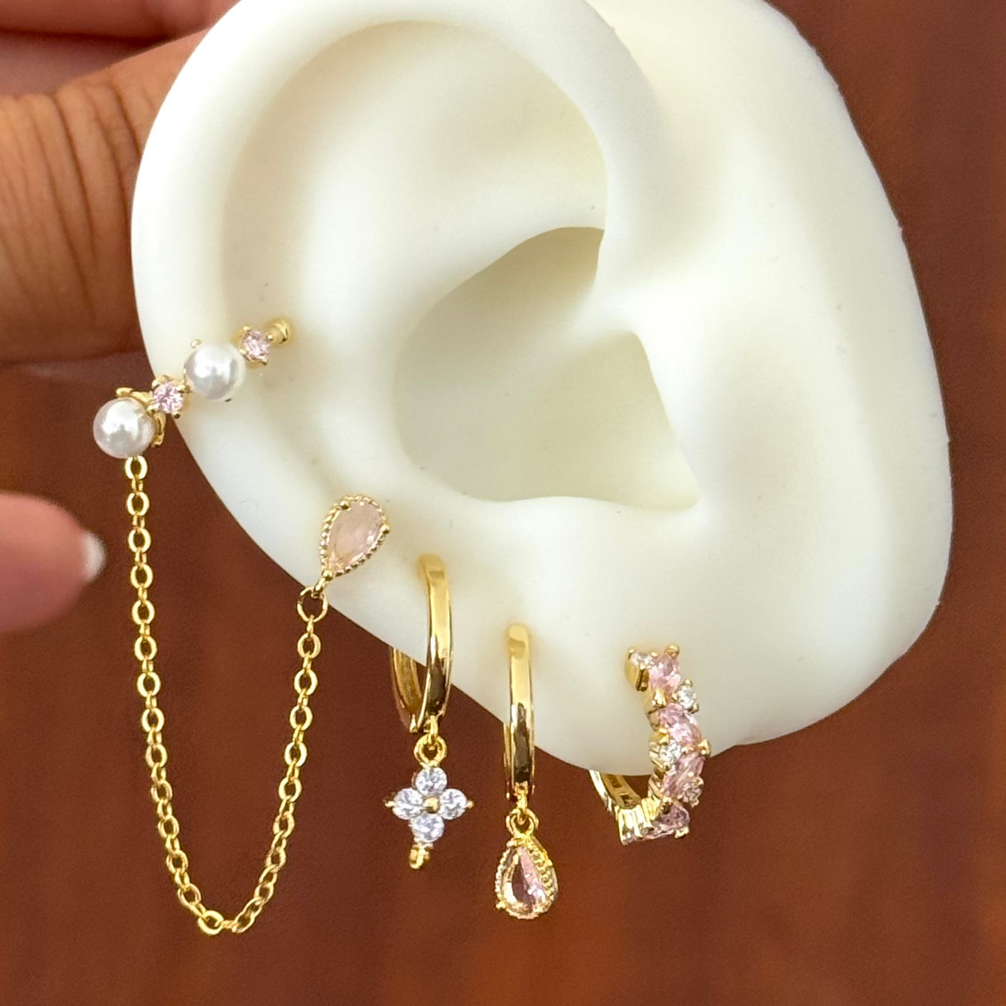 Pink stone pendant ring - REFB0148