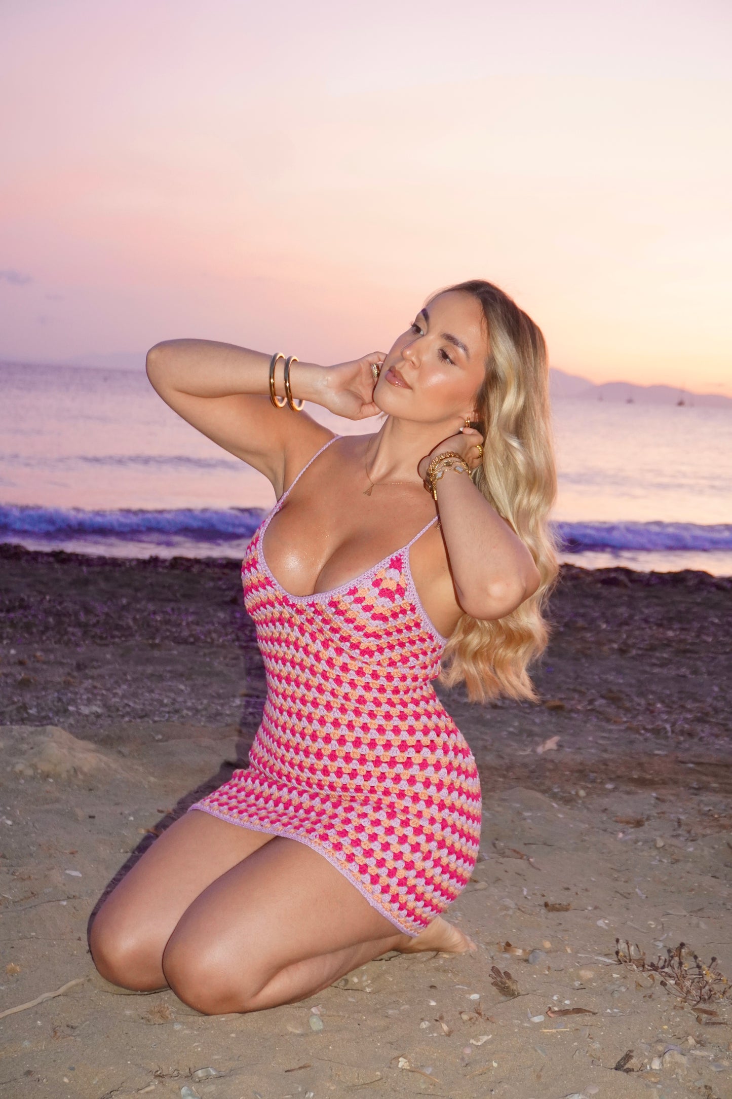 Vestido colorido crochê